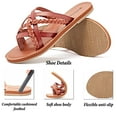 thumbnail image 3 of Ataiwee Women's Flat Slide Sandals - Casual Comfort Braided Multiple Cross Pinstripe Flat Summer Sandals., 3 of 7
