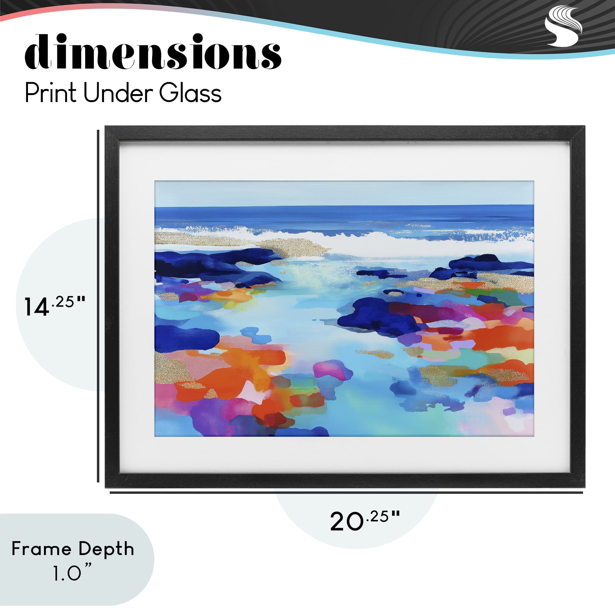 Stupell Industries Coastal Pools Overlay Abstraction Black Framed Print Under Glass, design by Chromatic Storm Studio