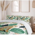 thumbnail image 4 of Ambesonne Cheetah Duvet Cover Set, Modern Jungle Leaf Scene, King, Jade Green Mustard and White, 4 of 6