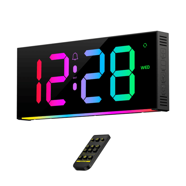 Reloj Electrónico Digital De Color Led Con Horario De Verano Malubero Negro