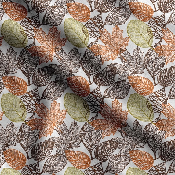 Soimoi Leaves Print,Cotton Cambric, Quilting Fabric Sold by The Yard 42 Inch Wide, Medium Weight Cotton Fabric, SewingSupplies,Orange