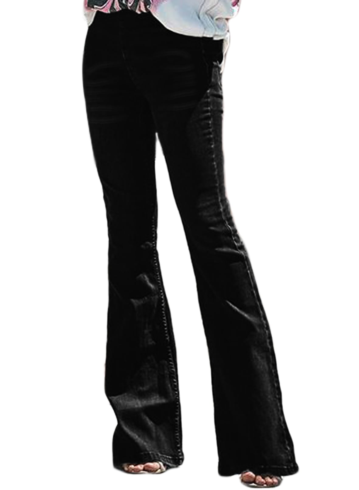 HOTAPEI Women's Fashion High Rise Jeans Slim Stretch Button Denim Flare ...