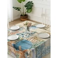 thumbnail image 3 of Vintage Beige Coastal Suqare Tablecloth - 60 x 60 Inch, Summer Beach Starfish Shell Coral Nautical Waterproof & StainResistant Tablecloth, Washable Oil-proof Table Cover for Dining/Party/Wedding, 3 of 9