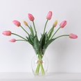 thumbnail image 2 of 18.5'' Artificial Tulip Flowers 10 PCS Faux Real Touch Latex Bouquet Tulips for Home Table Arrangements Gift Office Wedding Party Birthday Garden Restaurant Decoration (Yellow), 2 of 5