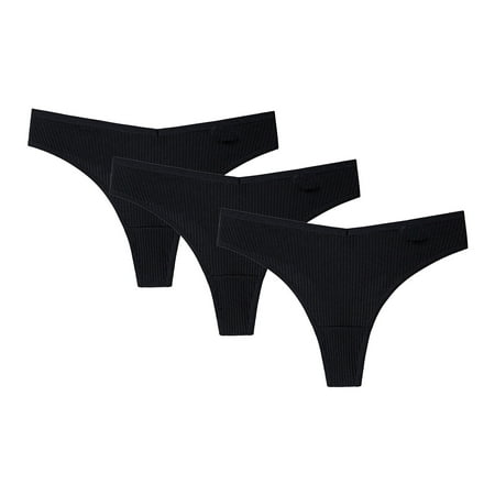 

Lightning Deals AOOCHASLIY Womens Underwear Briefs 3PCS Thong G-String Cotton Thongs Briefs Sexy V Waist Female Underpants Pantys Lingerie