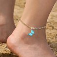thumbnail image 3 of 1 Uds (oro) tobillera de plata de quilates delicada colgante de mariposa diseño único sandalias de playa bohemias pulsera de cadena de pie Sexy ER, 3 of 4