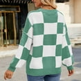 thumbnail image 5 of Mock Neck Long Sleeve Sweater Women Plaid Print Winter Warm Ribbed Cuff Long Sleeve Shirts Solid Casual Loose Oversized Pullover Sweaters, 5 of 6
