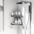 thumbnail image 2 of Corner Shower Caddy 2-Pack, No Drilling Shower Rack, Adhesive Shower Corner Shelf with 2 Movable Hooks, Rustproof Aluminum Bathroom Storage Organizer for Toilet Dorm Kitchen Grey, 2 of 5