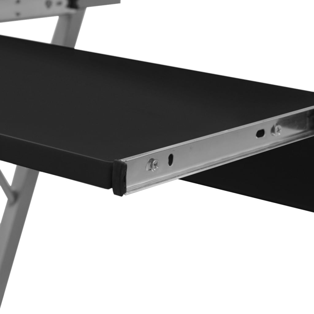 Kepooman 23.6" Home Office Modern Computer Desk with Pull Out Keyboard Tray, Black