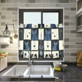thumbnail image 4 of Yayeee Kitchen Curtains Tier Pair Light Filtering 27"x24" Rod Pocket Short Cafe Window Panel, Black and Blue Cat, 4 of 7