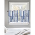 thumbnail image 5 of Blue Beige Wooden Sheer Kitchen Tier Curtains 24 Inch length,Rod Pocket Half Curtains Short Drapes,Farmhouse Vintage Country Striped Light Filtering Small Window Treatments 2 Pcs 27.5"W x 24"L, 5 of 7