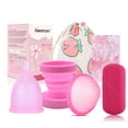 thumbnail image 2 of Copa menstrual de silicona para mujer, copa de limpieza plegable, disco menstrual, reutilizable, portátil, a prueba de fugas, color rosa, juego L 25 ml, 2 of 12