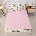 thumbnail image 4 of Homewish Cute Pink Bow Dachshund Zipper Twin Comforter Sets with Fitted Sheet and 2 Pillowcases,Cartoon Animals Zipper Bedding Set,Cream,Pink Reversible,4pcs, 4 of 8