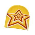thumbnail image 3 of Women Knit Hat with Star Pattern Slouchy Beanie Soft Lightweight Warm Cap Yellow, 3 of 8