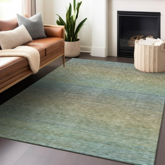 Addison Rugs Chantille Indoor/Outdoor Transitional Stripes Blue Washable Rectangle Rug, 10' x 14'