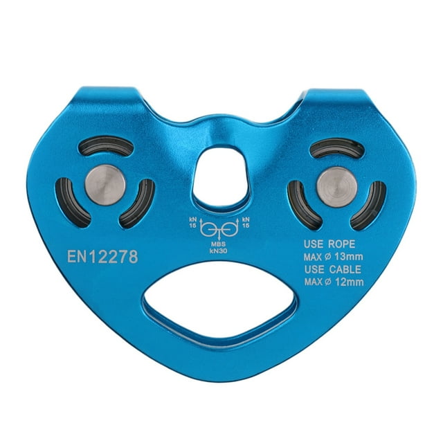 Línea de cremallera de escalada de roca polea dualZip Line Cable Pulley Montañismo Doble Velocidad Cuerda Aluminio Aleación Poleas Rescate Accesorios al aire libre Suministros Deportivos Extremos Azul Methold OD002818-02
