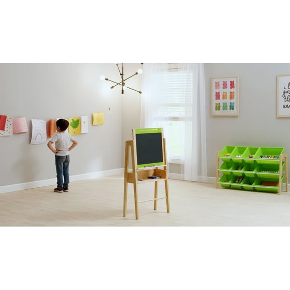 Humble Crew Double-Sided Art Easel for Kids with 12-Bin Storage Organizer and Art Supplies