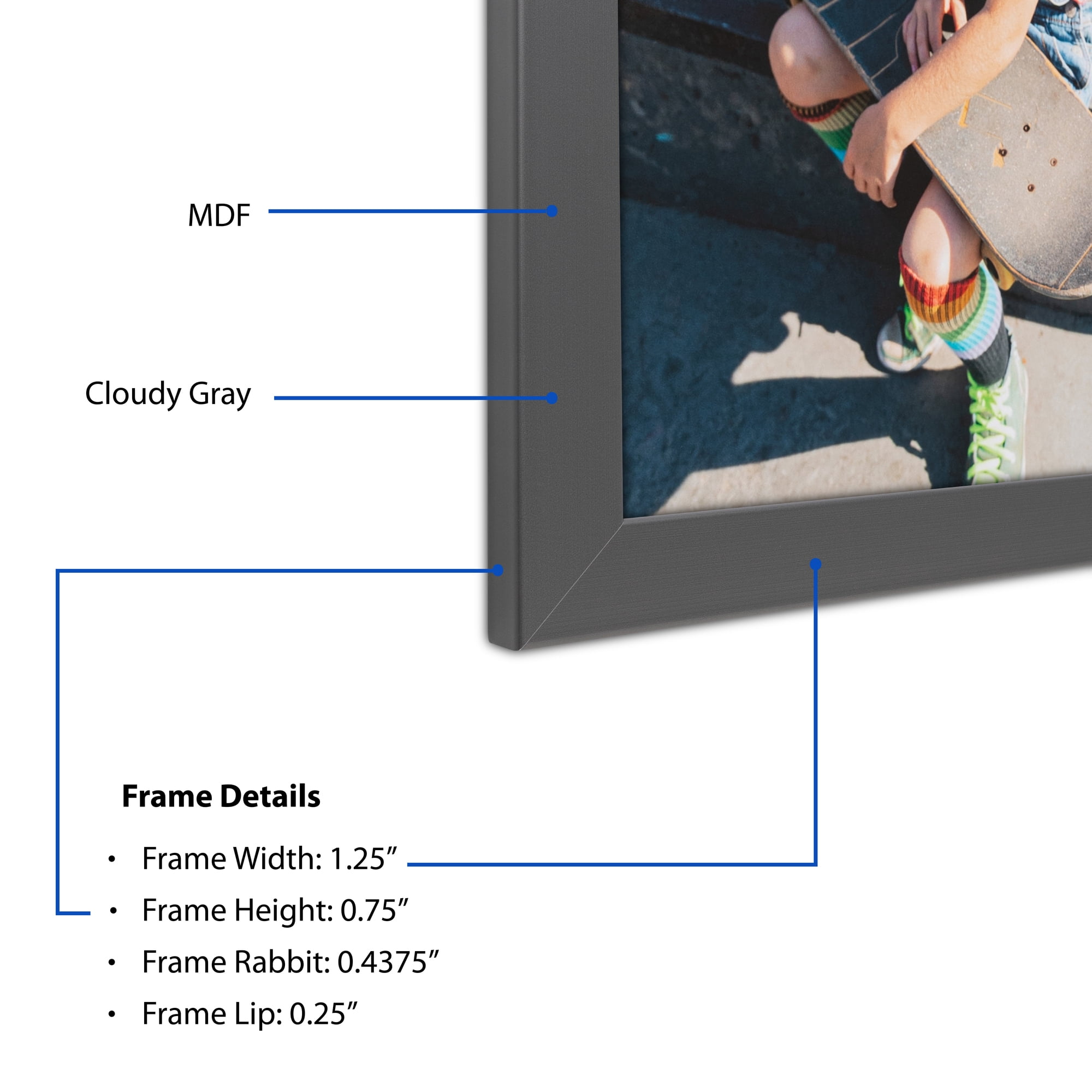ArtToFrames 8" x 14" Cloudy Gray Picture Frame, 8.5x14 inch Gray MDF Poster Frame (WOM-5358),  Pack