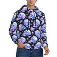 thumbnail image 2 of Naloa blue Skull flower Men's Casual Hooded Collar Drawstring Hoodies Pullover Sweatshirts Casual Long Sleeve Shirts-Medium, 2 of 7