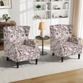 thumbnail image 5 of UIXE Wingback Accent Chair Upholstered Armchair Printed Wingback Arm Chair Nailhead Trim Bedroom Reading Seat, Rococo Plum, 5 of 6