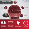 Sonic Alert - Sonic Bomb Dual Alarm Clock with Bed Shaker Vibrator and Digital Display Tecnology - Red - image 5 of 8