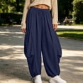 thumbnail image 5 of QSAWXQZ Women's Jogger Pants Drawstring Elastic Waist Loose Tapered Leg Trousers with Pockets Adjustable Hem Bottoms S, 5 of 9