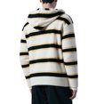 thumbnail image 2 of Men's Striped Hooded Zip-Up Sweater Cardigan Long Sleeve Casual Knit Jacket, 2 of 4