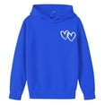 thumbnail image 4 of Girls Double Heart Print Hoodies Long Sleeve Hooded With Pocket Sweatshirts Kids Blue 3 Y-4 Y, 4 of 4