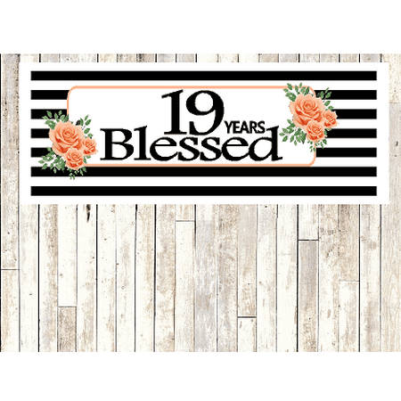 Number 19- 19th Birthday Anniversary Party Blessed Years Wall Decoration Banner 10 x