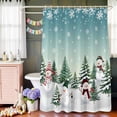 thumbnail image 6 of Teal Snowmen Christmas Shower Curtain Set with Hooks, Xmas Tree Snowflake Waterproof Fabric Bathroom Curtains Decor Home Accessories, Stall Long 54 X 78 Inch, 6 of 9