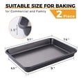 thumbnail image 3 of HONGBAKE 2 Pack 9.7"X7.6" Small Cookie Sheet, 57% Thicker Nonstick 1/8 Toaster Oven Pans, Heavy Duty Cookie Sheet Pan Set, Baking Sheet, Black, 3 of 11