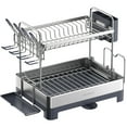 thumbnail image 1 of SONGMICS Dish Drying Rack, 2-Tier Dish Rack for Kitchen Counter with Rotatable and Extendable Drain Spout, Dish Drainer with Utensil, Cup, Glass, Cutting Board Holders, Silver and Gray, 1 of 6
