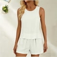 thumbnail image 5 of FNFYFH Cotton Pajamas for Women Set 2 Piece Short Sets Summer Tank Top Matching Shorts Lounge Set, 5 of 5