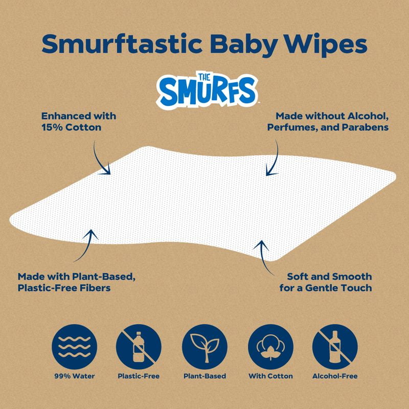 DYPER Cotton-Enhanced Baby Wipes Smurfs Edition, 4 Pack, 504 Count