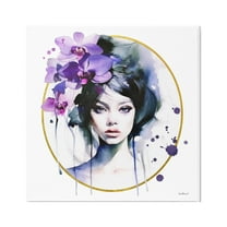 Stupell Industries Girl & Purple Orchids Botanical & Floral Painting Gallery Wrapped Canvas Print Wall Art, 30 x 30