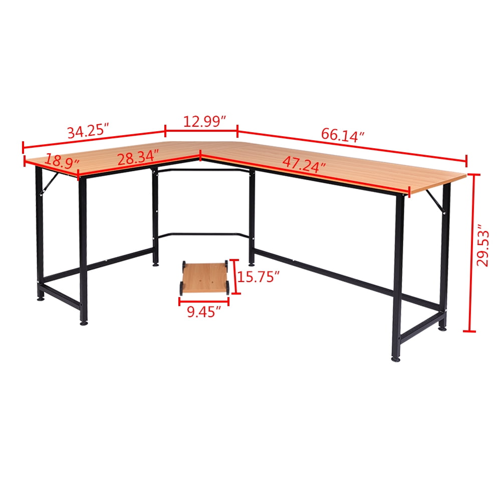 Lowestbest L-Shaped Computer Desk, 90 Degree Right Angle Desk, L-Shaped Desk Corner Table Computer Desk PC Laptop Study Writing Table Workstation for Home Office, Wood Color Lowestbest L-Shaped Computer Desk, 90 Degree Right Angle Desk, L-Shaped Desk Corner Table Computer Desk PC Laptop Study Writing Table Workstation for Home Office, Wood Color