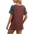thumbnail image 5 of HOMBOM Summer Tops for Women Red Crew Neck Short Sleeve Solid T-Shirt Top Holiday Tops M, 5 of 5