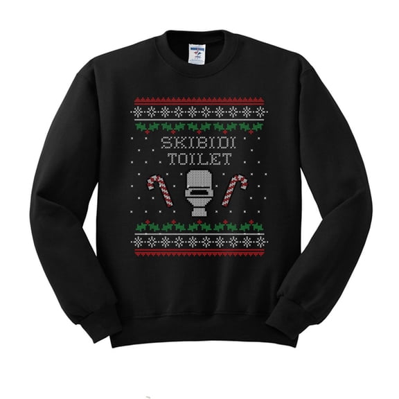 Skibidi Toilet Christmas Sweatshirt Unisex Small Black