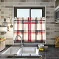 thumbnail image 4 of Yayeee Kitchen Curtains Tier Pair Light Filtering 27"x24" Rod Pocket Short Cafe Window Panel, Red Tartan, 4 of 7
