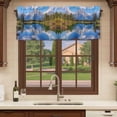 thumbnail image 6 of Blue Mountain Curtain Valances for Windows, Kitchen Valance Window Treatments Panel 2 Pack, Green Forest Modern Art Pastoral Rod Pocket Short Curtains for Bathroom Bedroom 42 x 12 Inch, 6 of 8