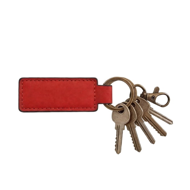 Weloille Personalized Double Key Ring Leather Keychain, Custom