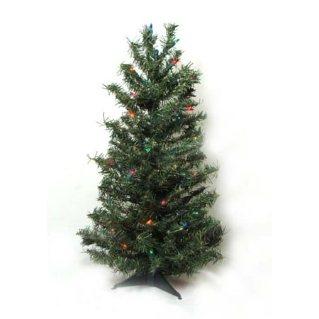 3' Pre-Lit Canadian Pine Artificial Christmas Tree - Multi Lights