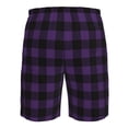 thumbnail image 6 of Kdxio Purple Black Plaid Pattern Mens Casual Shorts - Drawstring Summer Beach Sports Shorts for Men, 6 of 9