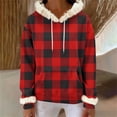 thumbnail image 6 of successthop Hoodie for Women Pullover with Pockets Long Sleeve Drawstring Top Plus Size Fleece Neck Checkered Streetwear, 6 of 6