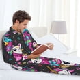 thumbnail image 6 of Naloa Cat Icecream Men’s Pajamas Set - Long Sleeve Button Down Sleep Shirt and Pajama Bottoms Sleepwear Set-Large, 6 of 7