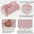 thumbnail image 5 of Euroco Velvet Loveseat Sofa, Upholstered Loveseat Couch with 2 Pillows Modern Sofa with Golden Metal Legs for Living Room, Apartment, Pink, 57.8", 5 of 10