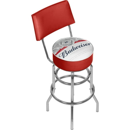 - Budweiser Chrome Padded Swivel Bar Stool with Swivel, Label Design