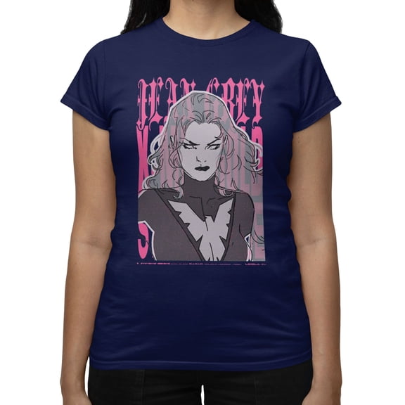 Marvel X-Men Women's Jean Grey Dark Phoenix T-Shirt (Iris Navy, S-XXL)