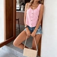thumbnail image 5 of IYYVV Gingham Tops for Women Spring Summer Cotton Sleeveless Tank Top Casual Beach Cute Plaid Button Down Shirts Blouses Pink XL, 5 of 7