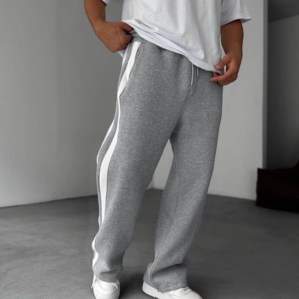 Ceisia Men's All-Season Color Blocked Casual Gift Straight Leg Pants Elastic Drawstring Waist Pockets for Outdoor Daily Work We ar